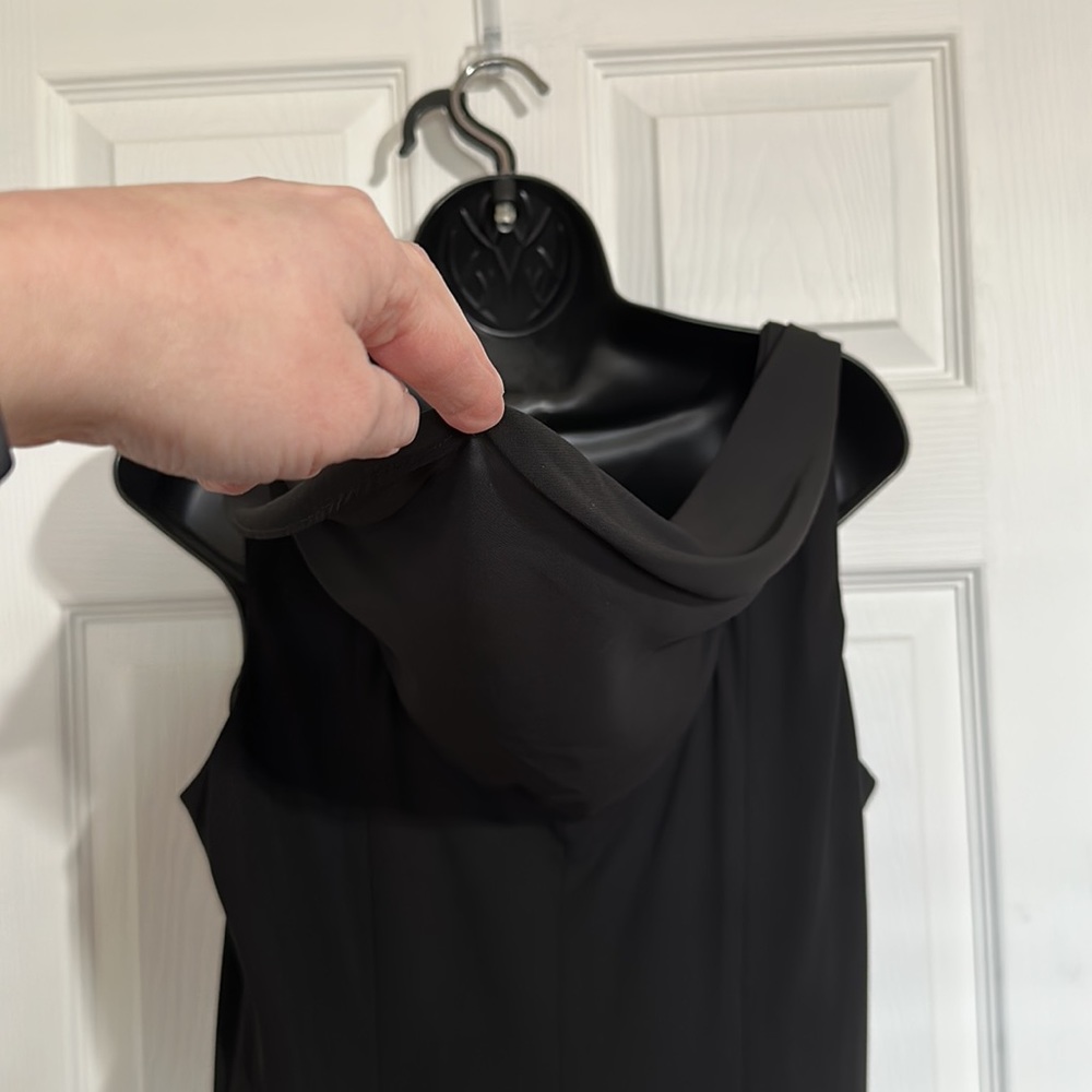 Jones Wear Black Sleeveless Rhinestone A-Line Scoop Neck Draped Back Dress Sz 16 - Picture 9 of 11